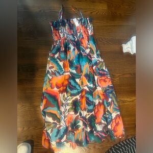Maurice’s bright smocked maxi dress with adjustable straps Size Small NWT
